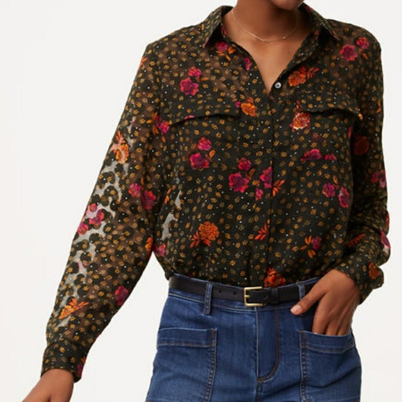 LOFT Tops - LOFT Fall Floral Utility Blouse